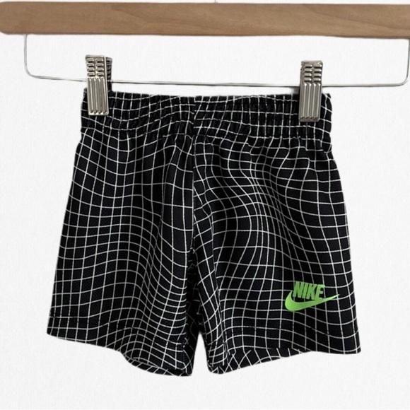 RARE Nike Black Athletic Shorts with Elastic Waistband and Green Logo - Picture 1 of 2